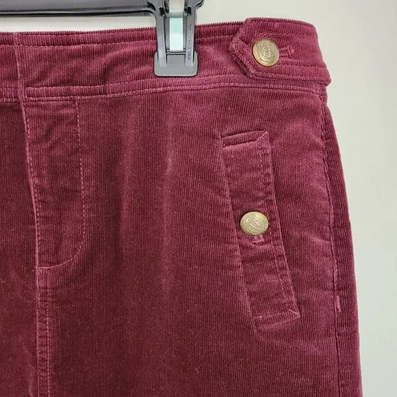 Talbots Petites Fine Wale Corduroy Burgundy Maroon Mini Skirt Size 6 Petite - Picture 2 of 8
